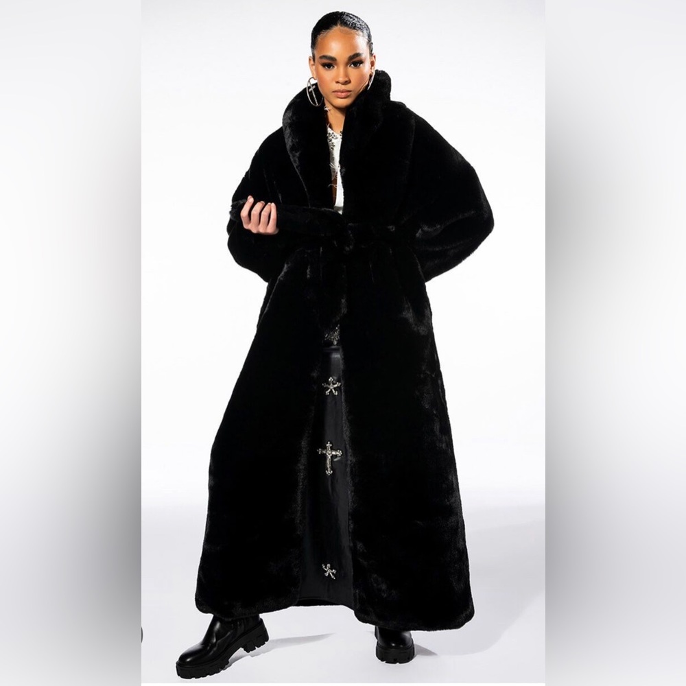 Black Faux Fur Coat